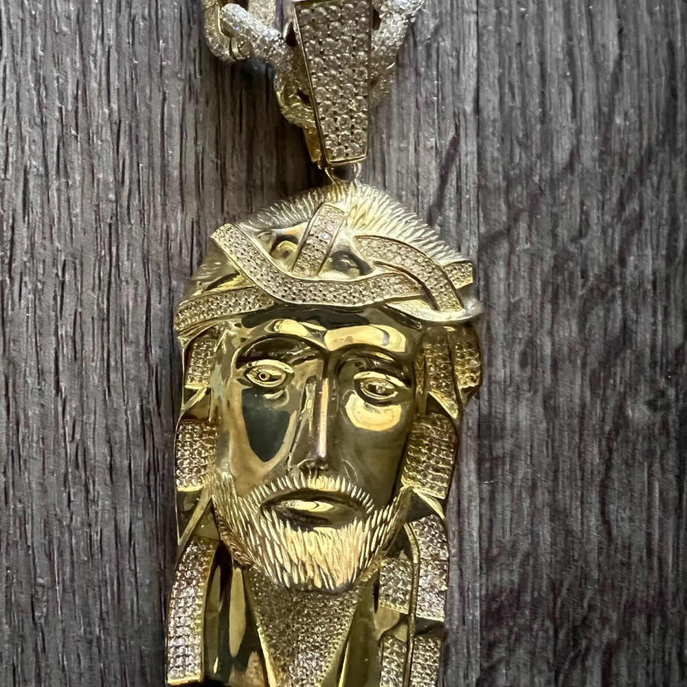 Gold and Silver Jesus Pendant Necklace